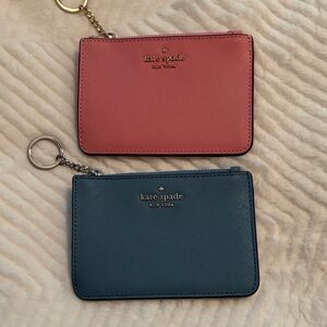 kate spade Pink and Teal Card Wallet Keychain Pair